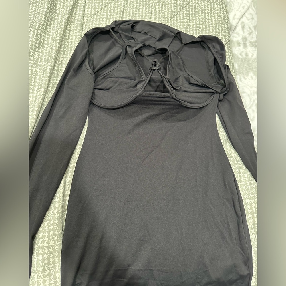Black Long Sleeve Dress with Cutout Detail